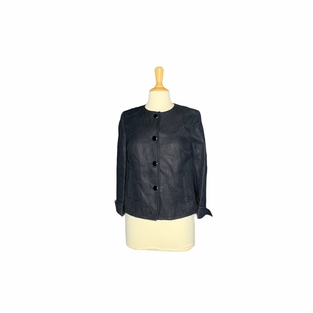 NWT Talbots Jackie Fit Black Linen Jacket Size 2